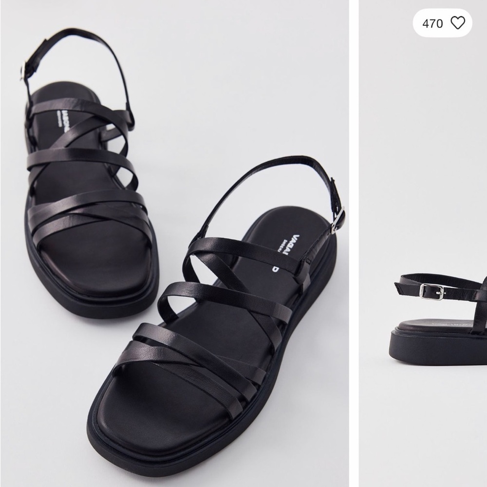 Vagabond Black Strappy Slingback Sandals